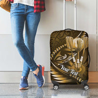 Personalised All Gold New Zealand Darts Luggage Cover Aoteroa Fern Maori Galaxy Style LT14 - Polynesian Pride