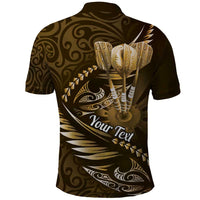 Personalised All Gold New Zealand Darts Polo Shirt Aoteroa Fern Maori Galaxy Style LT14 - Polynesian Pride
