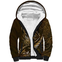 Personalised All Gold New Zealand Darts Sherpa Hoodie Aoteroa Fern Maori Galaxy Style LT14 Unisex Gold - Polynesian Pride