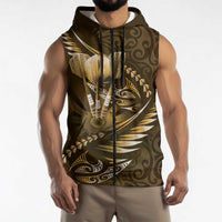 Personalised All Gold New Zealand Darts Sleeveless Zip Hoodie Aoteroa Fern Maori Galaxy Style LT14 - Polynesian Pride