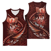 Personalised All Red New Zealand Darts Basketball Jersey Aoteroa Fern Maori Galaxy Style LT14 - Polynesian Pride