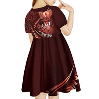 Personalised All Red New Zealand Darts Kid Short Sleeve Dress Aoteroa Fern Maori Galaxy Style LT14 - Polynesian Pride