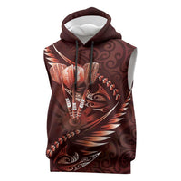 Personalised All Red New Zealand Darts Sleeveless Hoodie Aoteroa Fern Maori Galaxy Style LT14 Red - Polynesian Pride