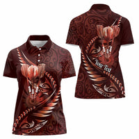 Personalised All Red New Zealand Darts Women Polo Shirt Aoteroa Fern Maori Galaxy Style LT14 - Polynesian Pride