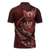 Personalised All Red New Zealand Darts Zipper Polo Shirt Aoteroa Fern Maori Galaxy Style LT14 - Polynesian Pride