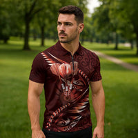 Personalised All Red New Zealand Darts Zipper Polo Shirt Aoteroa Fern Maori Galaxy Style LT14 - Polynesian Pride