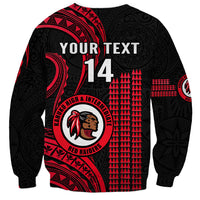 Personalised Hawaii Kahuku High And Intermediate School Sweatshirt Red Raiders Kakau Pattern LT14 - Polynesian Pride