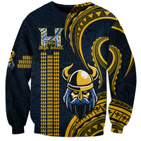 Personalised Hawaii Hilo High School Sweatshirt Vikings Polynesian Kakau Pattern LT14 Unisex Gold - Polynesian Pride