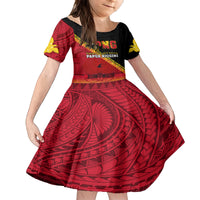 Papua New Guinea Family Matching Puletasi Dress and Hawaiian Shirt Independen Stet bilong Papua Niugini Unique Version LT14 Daughter's Dress Red - Polynesian Pride
