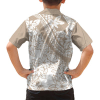 Polynesia Kid Hawaiian Shirt Polynesian Tropical Flowers Beige Pastel Vibes LT14 - Polynesian Pride