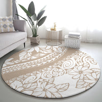 Polynesia Round Carpet Polynesian Tropical Flowers Begie Pastel Vibes LT14 - Polynesian Pride