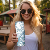 Polynesia Skinny Tumbler Polynesian Tropical Flowers Blue Pastel Vibes
