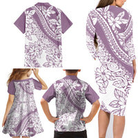 polynesia-family-matching-long-sleeve-bodycon-dress-and-hawaiian-shirt-polynesian-tropical-flowers-purple-pastel-vibes