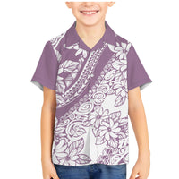 Polynesia Family Matching Mermaid Dress and Hawaiian Shirt Polynesian Tropical Flowers Purple Pastel Vibes LT14 Son's Shirt Purple - Polynesian Pride