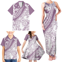 Polynesia Family Matching Tank Maxi Dress and Hawaiian Shirt Polynesian Tropical Flowers Purple Pastel Vibes LT14 - Polynesian Pride