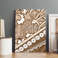 Beige Bula Fiji Canvas Wall Art Fijian Language Week Tapa Cloth - Pastel