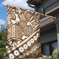 Beige Bula Fiji Garden Flag Fijian Language Week Tapa Cloth - Pastel