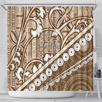 Beige Bula Fiji Shower Curtain Fijian Language Week Tapa Cloth - Pastel LT14 - Polynesian Pride