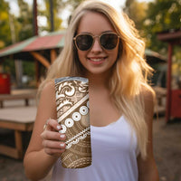 Beige Bula Fiji Skinny Tumbler Fijian Language Week Tapa Cloth - Pastel