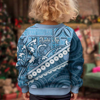 Blue Bula Fiji Kid Ugly Christmas Sweater Fijian Language Week Tapa Cloth - Pastel