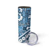 Blue Bula Fiji Skinny Tumbler Fijian Language Week Tapa Cloth - Pastel