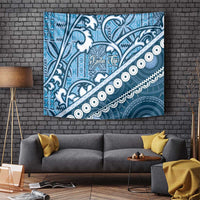 Blue Bula Fiji Tapestry Fijian Language Week Tapa Cloth - Pastel
