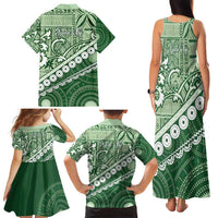 Green Bula Fiji Family Matching Tank Maxi Dress and Hawaiian Shirt Fijian Language Week Tapa Cloth - Pastel LT14 - Polynesian Pride