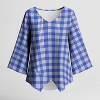 Royal Blue Japanese Palaka Pride Kimono Sleeve Blouse - Polynesian Pride