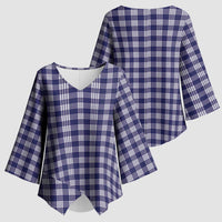 Navy Blue Japanese Palaka Pride Kimono Sleeve Blouse - Polynesian Pride