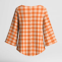 Orange Japanese Palaka Pride Kimono Sleeve Blouse - Polynesian Pride