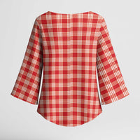 Red Japanese Palaka Pride Kimono Sleeve Blouse - Polynesian Pride
