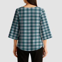 Dark Teal Japanese Palaka Pride Kimono Sleeve Blouse LT14 - Polynesian Pride