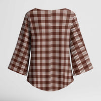 Brown Japanese Palaka Pride Kimono Sleeve Blouse - Polynesian Pride