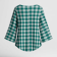 Teal Japanese Palaka Pride Kimono Sleeve Blouse - Polynesian Pride