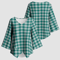 Teal Japanese Palaka Pride Kimono Sleeve Blouse - Polynesian Pride