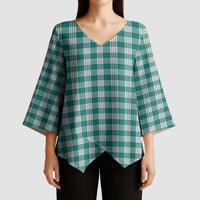 Teal Japanese Palaka Pride Kimono Sleeve Blouse - Polynesian Pride