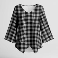 Black Japanese Palaka Pride Kimono Sleeve Blouse - Polynesian Pride