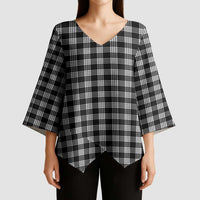 Black Japanese Palaka Pride Kimono Sleeve Blouse - Polynesian Pride