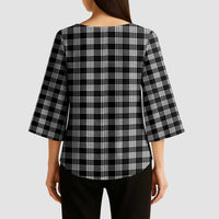 Black Japanese Palaka Pride Kimono Sleeve Blouse - Polynesian Pride