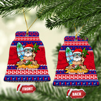 Custom Guam Christmas Ceramic Ornament Guaman Santas Felis Pasgua LT14 Bell Flake Blue - Polynesian Pride