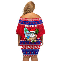 Custom Guam Christmas Off Shoulder Short Dress Guaman Santas Felis Pasgua LT14 - Polynesian Pride