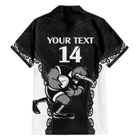 Aotearoa Rugby Custom Family Matching Off The Shoulder Long Sleeve Dress and Hawaiian Shirt Maori Kiwi - Mascot Style LT14 - Polynesian Pride