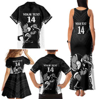 Aotearoa Rugby Custom Family Matching Tank Maxi Dress and Hawaiian Shirt Maori Kiwi - Mascot Style LT14 - Polynesian Pride