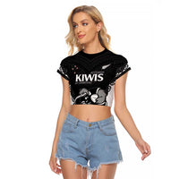 Aotearoa Rugby Custom Raglan Cropped T Shirt Maori Kiwi - Mascot Style