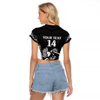 Aotearoa Rugby Custom Raglan Cropped T Shirt Maori Kiwi - Mascot Style