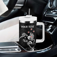 Custom Aotearoa Rugby Tumbler With Handle Maori Kiwi - Mascot Style