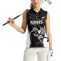 Aotearoa Rugby Custom Women Sleeveless Polo Shirt Maori Kiwi - Mascot Style