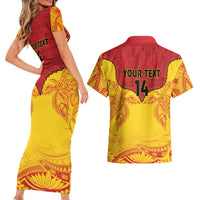 Papua New Guinea Rugby Custom Couples Matching Short Sleeve Bodycon Dress and Hawaiian Shirt Go Kumuls PNG - Polynesian Pattern LT14 - Polynesian Pride