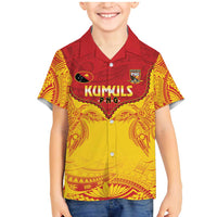 Papua New Guinea Rugby Custom Family Matching Mermaid Dress and Hawaiian Shirt Go Kumuls PNG - Polynesian Pattern LT14 Son's Shirt Yellow - Polynesian Pride