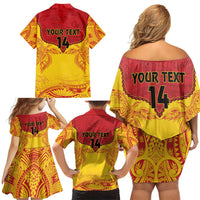 Papua New Guinea Rugby Custom Family Matching Off Shoulder Short Dress and Hawaiian Shirt Go Kumuls PNG - Polynesian Pattern LT14 - Polynesian Pride